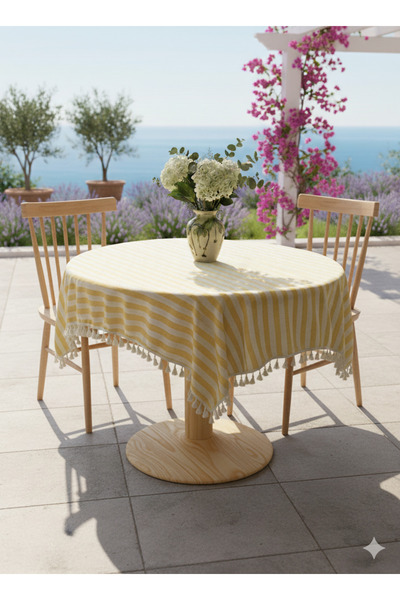 LILYUM Dikey Çizgili Dekoratif Masa Örtüsü