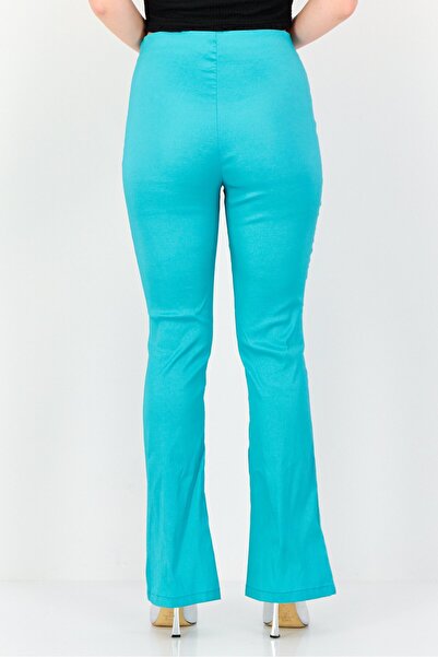 HOSBJERG Women Regular Fit Plain Flare Pants, Turquoise