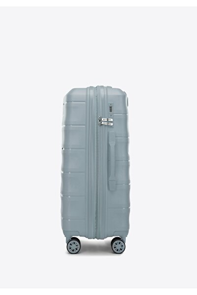 Wittchen Valiză bărbătească medie din polipropilenă cu dungi în relief, albastră, polipropilenă albastră