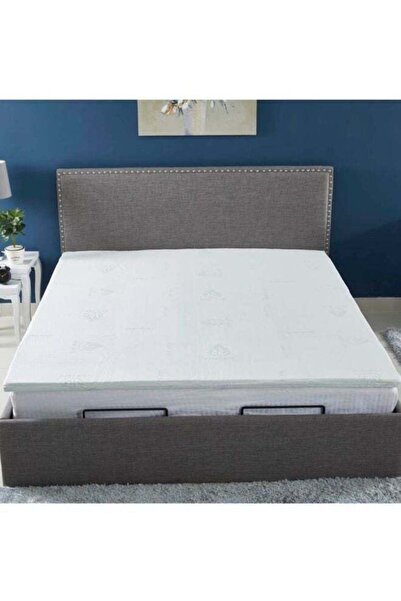 Home Box Super King Mattress Cover - Memory Foam with Aloe Vera Gel, 200x200x4 cm, Polyester, Light Green
