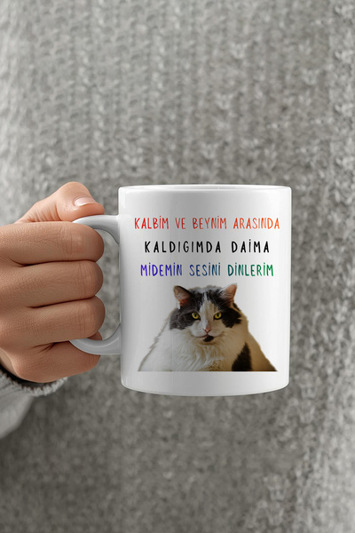 qoeuyl boutique I Always Listen to My Heart Cat Printed Funny Gift White Mug Cup