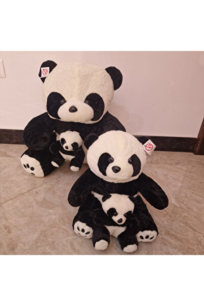 Krista Jucărie de pluș Mama Urs Panda cu pui 55 cm