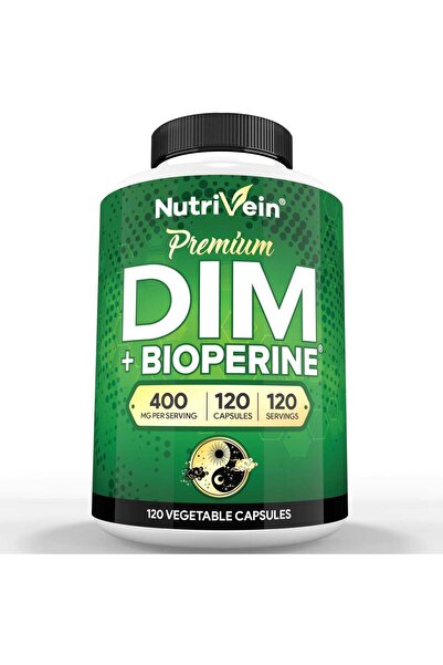 nutrivein DIM Supplement 400mg Diindolylmethane Plus Bioperine - 120 Caps