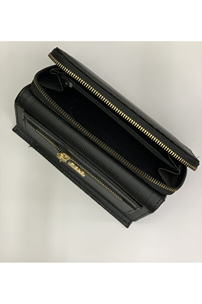 PurpleART Women's Black Polo Embroidered Magnet Cover Large Size Horizontal Wallet 10X19X5Cm