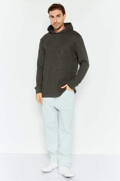 Silver Jeans Co. Men Hooded Heather Long Sleeves Sweatshirt, Grey