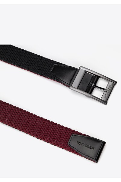 Wittchen Men's Double-Sided Braided Belt Burgundy-Black Burgundy-Black Polyester