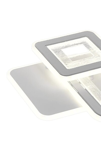 Alessandro DESIGN Lustra LED SQUARE 34W, 3 Patrate, lumina Rece/Calda/Neutra, Alb