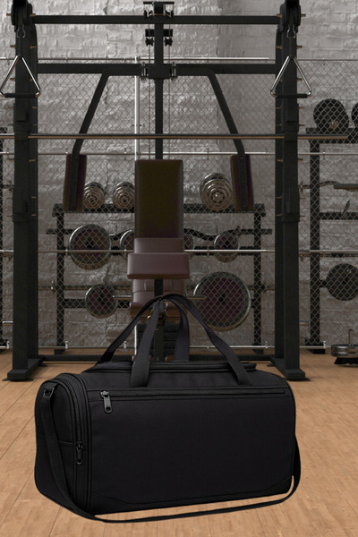 woys Siyah Önü Cepli Ayakkabı Bölmeli Geniş Bavul Seyahat Gym Fitness El ve Spor Çantası- 1 YIL GARANTİLİ