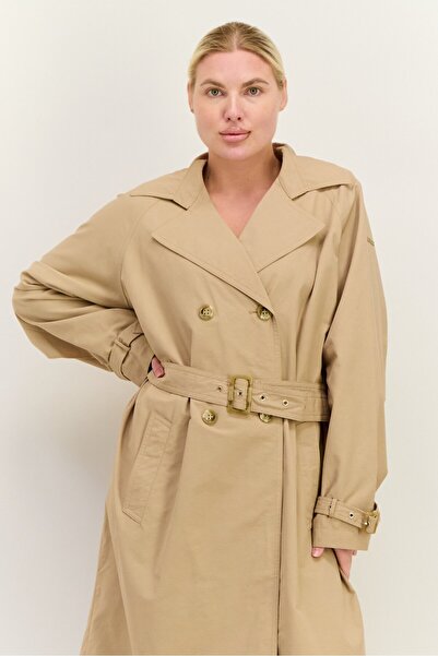 Geox Women Brand Logo Belted Trench Coat, Beige