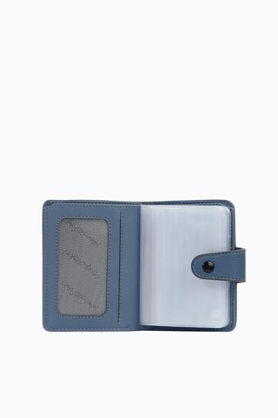 CENGİZ PAKEL Small Size Unisex Card Holder with Transparent Compartments - 2519 - Blue