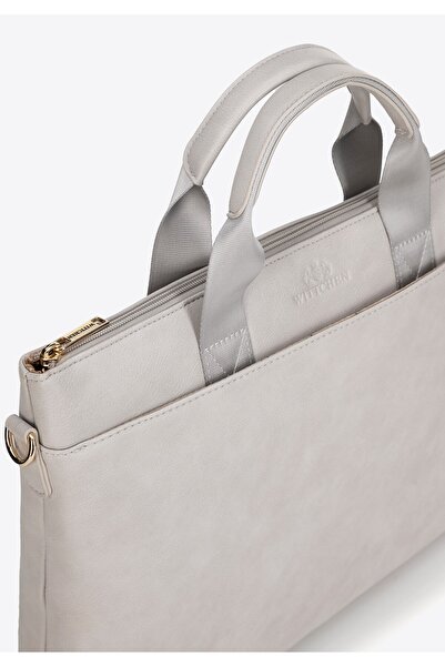 Wittchen Geantă de laptop pentru femei de 15,6'', confecționată din piele, bej, bej, piele