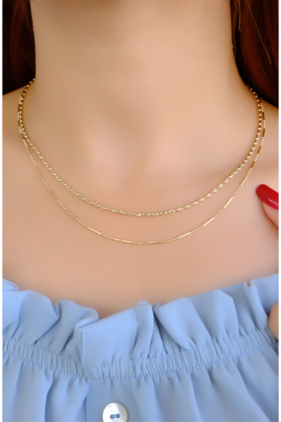güneyler altın ÇİFT SIRA ZİNCİR KOLYE 14 AYAR A084995
