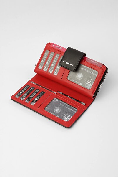 CENGİZ PAKEL Lucia Women's Wallet 65268-Black/Red