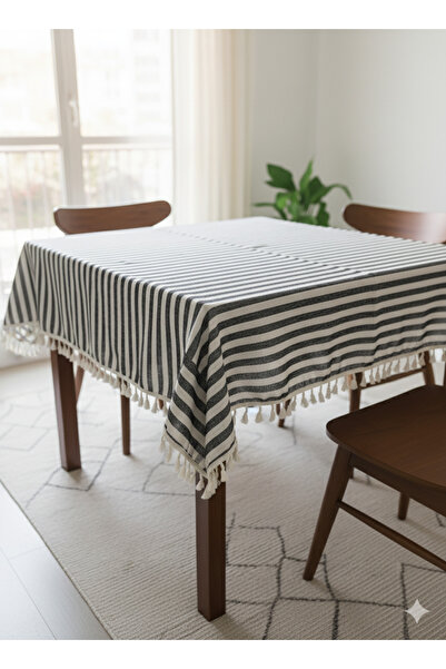 LILYUM Dikey Çizgili Dekoratif Masa Örtüsü