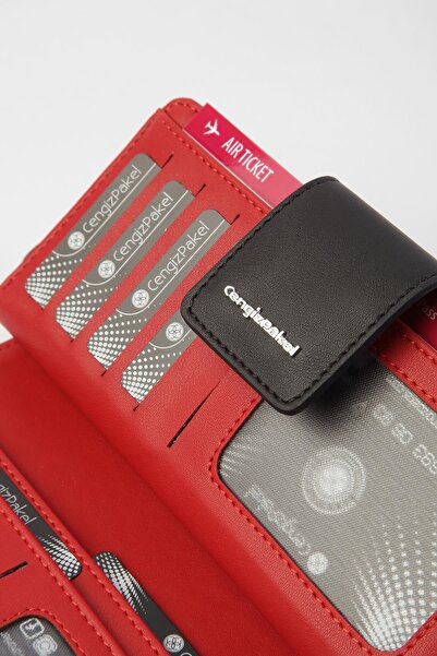 CENGİZ PAKEL Lucia Women's Wallet 65268-Black/Red