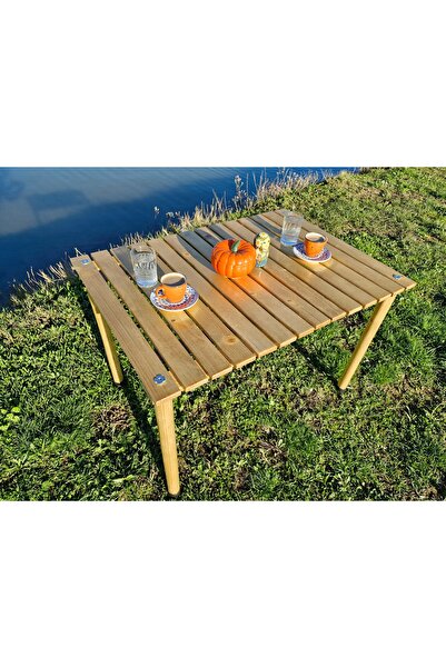 Brothers Craft Brotherscraft Ahşap Katlanır Rulo Kamp ve Piknik Masası 80*60*55 cm Ceviz