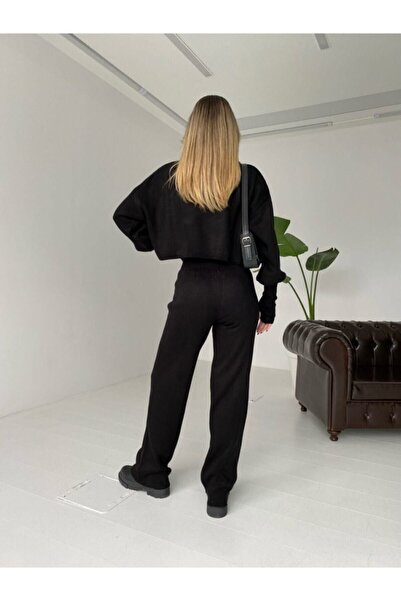 STF MODA Finger-Cut High Waist Knitwear Black Suit