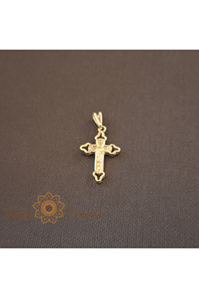 saratremo Unisex gold-plated cross pendant – 2 cm, fine details and elegant finish