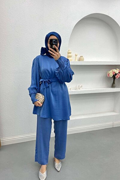 Pardesü Dünyası Kol Piliseli Simli Takım İndigo