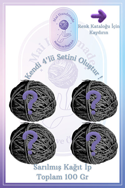Mai Handmade Sarılmış Kağıt İp Kendi 4'lü Setini Oluştur ! Örgü İp