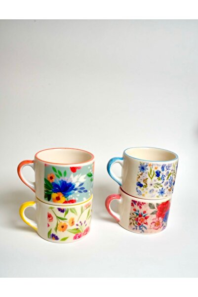 Vivas Flower Garden 4’lu Double Türk Kahve Fincan seti