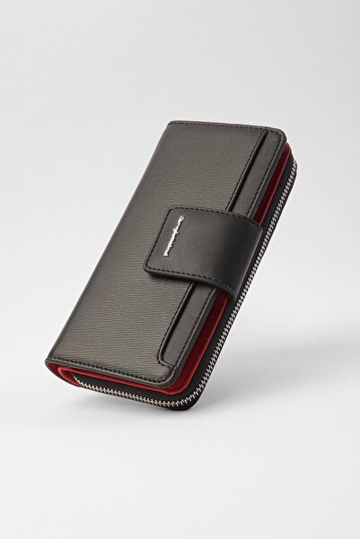 CENGİZ PAKEL Lucia Women's Wallet 65268-Black/Red
