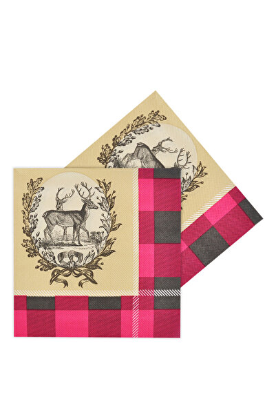 ALPJOY New Year Patterned Deer Printed New Year Patterned Napkin 33X33Cm 16-Pack