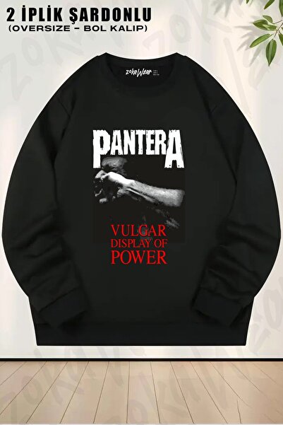 ZOKAWEAR Unisex Pantera Vulgar cu imprimeu supradimensionat guler rotund Swea...