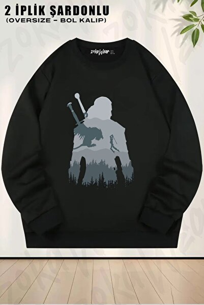 ZOKAWEAR Φούτερ Unisex The Witcher με τύπωμα oversized με λαιμόκοψη