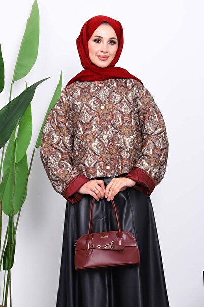 İmajButik Tan Ethnic Patterned Short Jacket