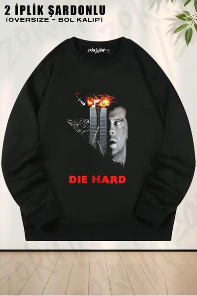 ZOKAWEAR Φούτερ Unisex Die Hard με τύπωμα oversized με λαιμόκοψη