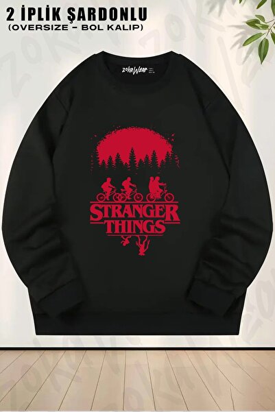 ZOKAWEAR Φούτερ Unisex Stranger Things Group Shot Bike Ride με τύπωμα oversized με λαιμόκοψη