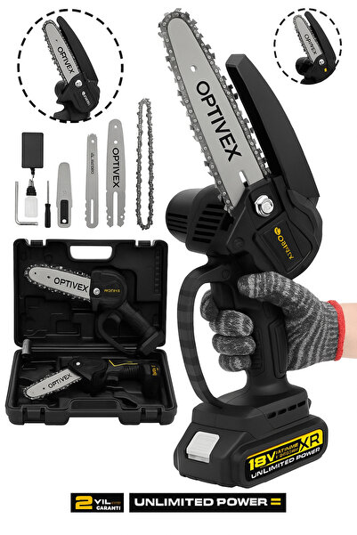 OPTIVEX Profesyonel Metal Dişli 18v Şarjlı Dal Budama Testeresi