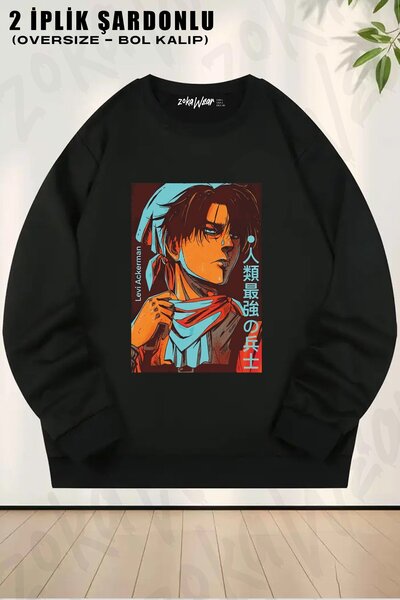 ZOKAWEAR Unisex Attack On Titan Levi Ackerman Animee cu imprimeu supradimensi...