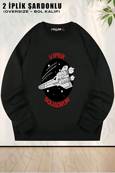 ZOKAWEAR Sweatshirt unisex cu imprimeu Battlestar Galactica Viper Squadron, g...