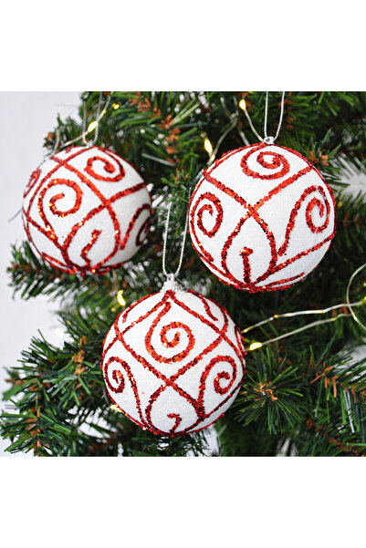 EXİZTİCARET 8cm Christmas Tree Decoration Ball 3-Piece Pvc Box-Model 6