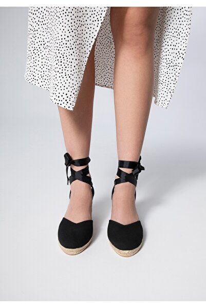 Wittchen Espadrile de damă cu șireturi și decupaj, material sintetic negru