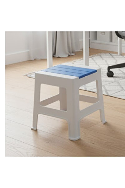 abnturk Genişlik 28x30 Uzunluğu 44 cm Beyaz Mavi Dayanıklı Plastik Tabure Büy...