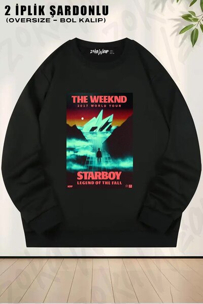 ZOKAWEAR Унисекс Tour Starboy The Weeknd Принтирана суитшърт с обширна яка