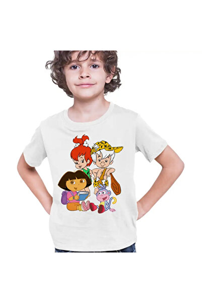 OEM Tricou Copii Baieti Dora the Explorer Familia Flintstone Bam Bam Bebelusi