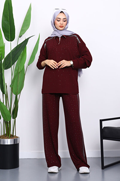 İmajButik Σετ παντελόνι με φερμουάρ και πέτο από πέτρα από δαμάσκηνο