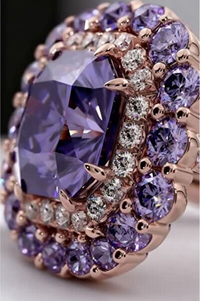 Shelby Silver Imperial Amethyst 925 Ayar Gümüş Ayarlanabilir Yüzük