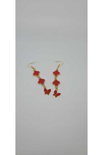 LUNEVIA AKSESUAR Kırmızı Vip Van Cleef Çelik Küpe