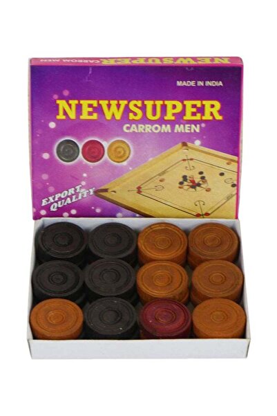 genernic مجموعة كاروم خشبية من NEWSUPER مكونة من 24 قطعة نقدية مع مضرب