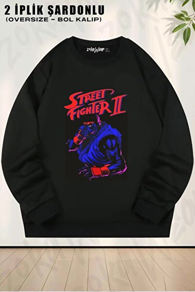 ZOKAWEAR Φούτερ Unisex Street Fighter 2 με τύπωμα oversized με λαιμόκοψη