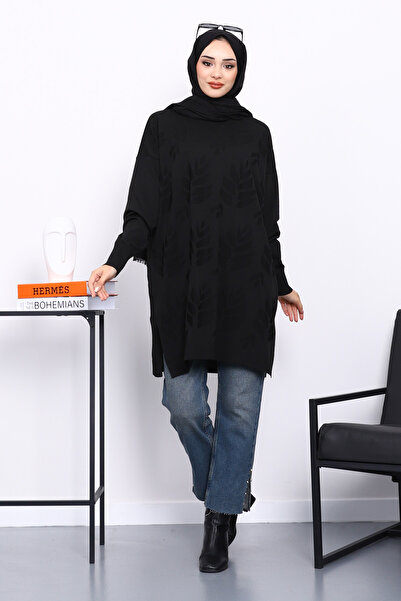 İmajButik Black Cold Thread Mercerized Knitwear Tunic