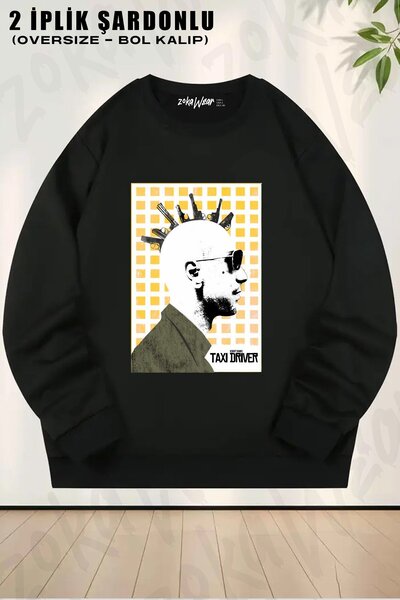 ZOKAWEAR Film unisex Unstable Taxi Driver cu imprimeu supradimensionat guler ...