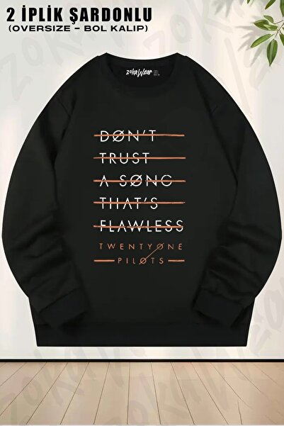 ZOKAWEAR Unisex Twenty One Pilots Flawless imprimat Oversize guler rotund Swe...