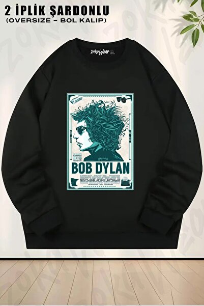 ZOKAWEAR Unisex Bob Dylan v2 cu imprimeu supradimensionat guler rotund Swea t...