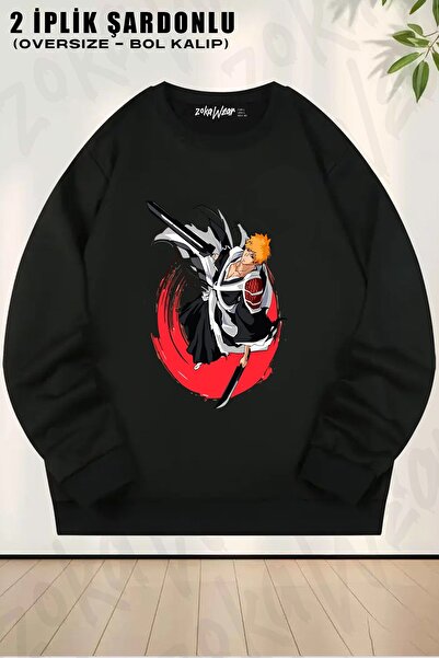 ZOKAWEAR Унисекс блуза с голям размер и 3 принта на Bleach Ichigo Kurosaki
